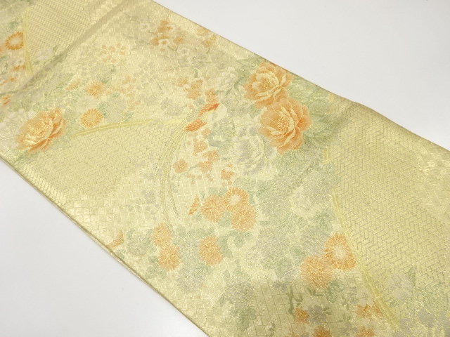 JAPANESE FUKURO OBI / SAGANISHIKI / WOVEN FLORAL PLANTS
